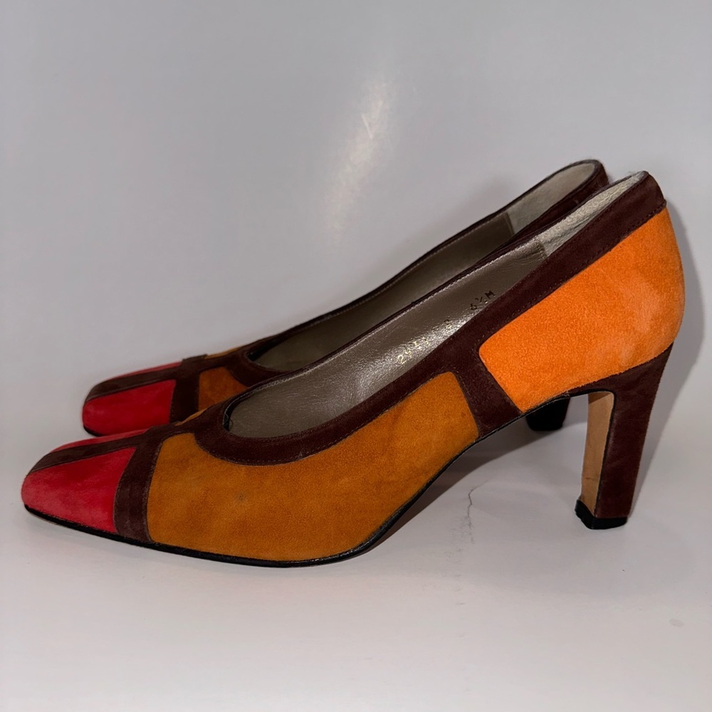 Cianni Vintage Suede Color block Pumps Size 7 - Picture 5 of 10